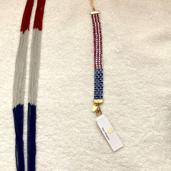 NWT-  Charming Charlie red, white, and blue necklace and bracelet. - Picture 3 of 4